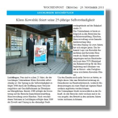 25-Jahre-selbststnig-Klaus Kowalski-29-11-2011 Zeitung Wochenpost-kl