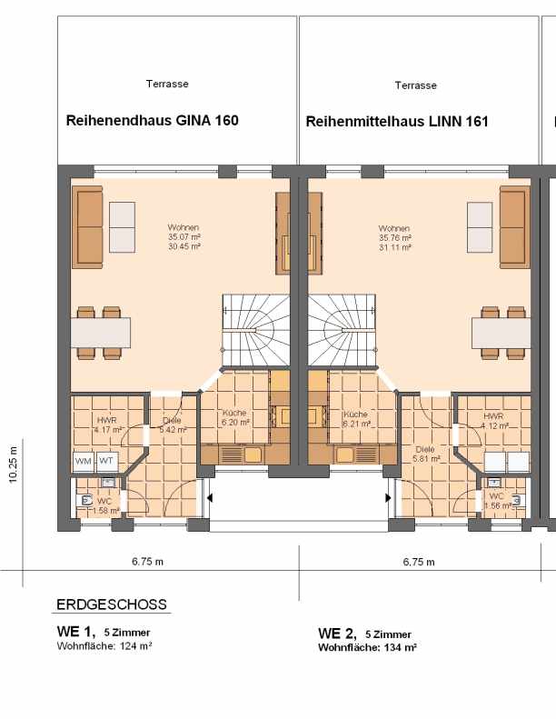 Kowalski-Haus Reihenhaus Gina-Linn 157 Grundriss Erdgeschoss