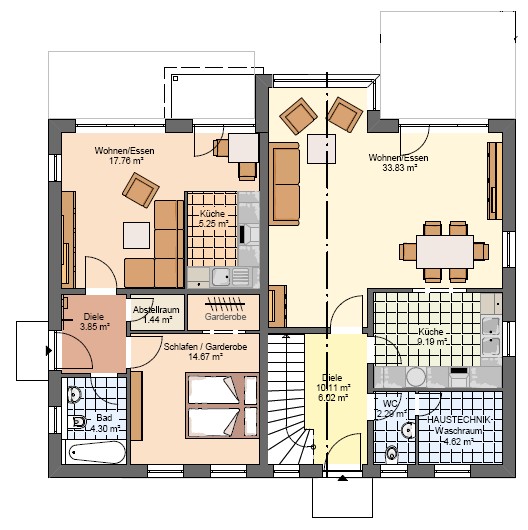 Kowalski Haus Einfamilienhaus mit Einliegerwohnung Celine 200 Grundriss EG