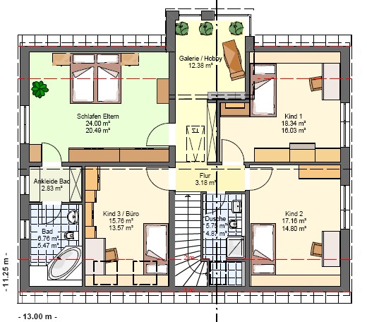Kowalski Haus Einfamilienhaus mit Einliegerwohnung Celine 200 Grundriss OG